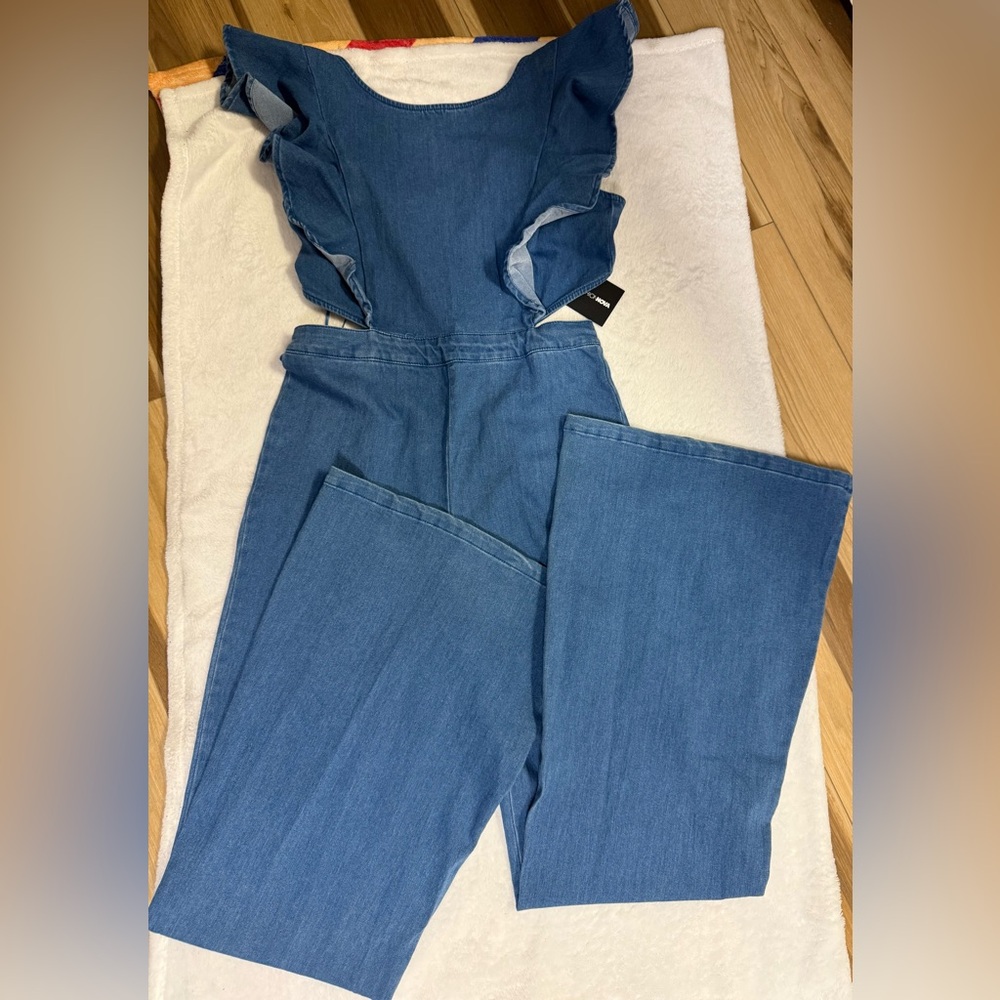 Fashion Nova Light Blue Denim Jumpsuit - Picture 2 of 5